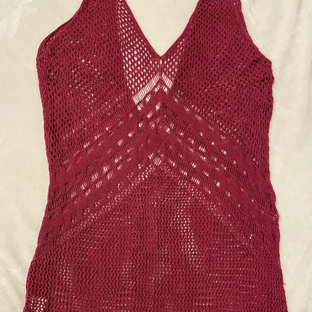 SHEIN Curve Maroon Swimsuit Cover Size 2XL